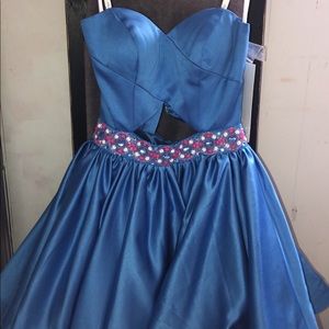 Rachel Allan blue/pink short formal dress